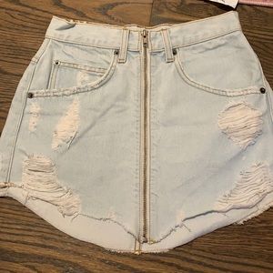 car at denim jean skirt